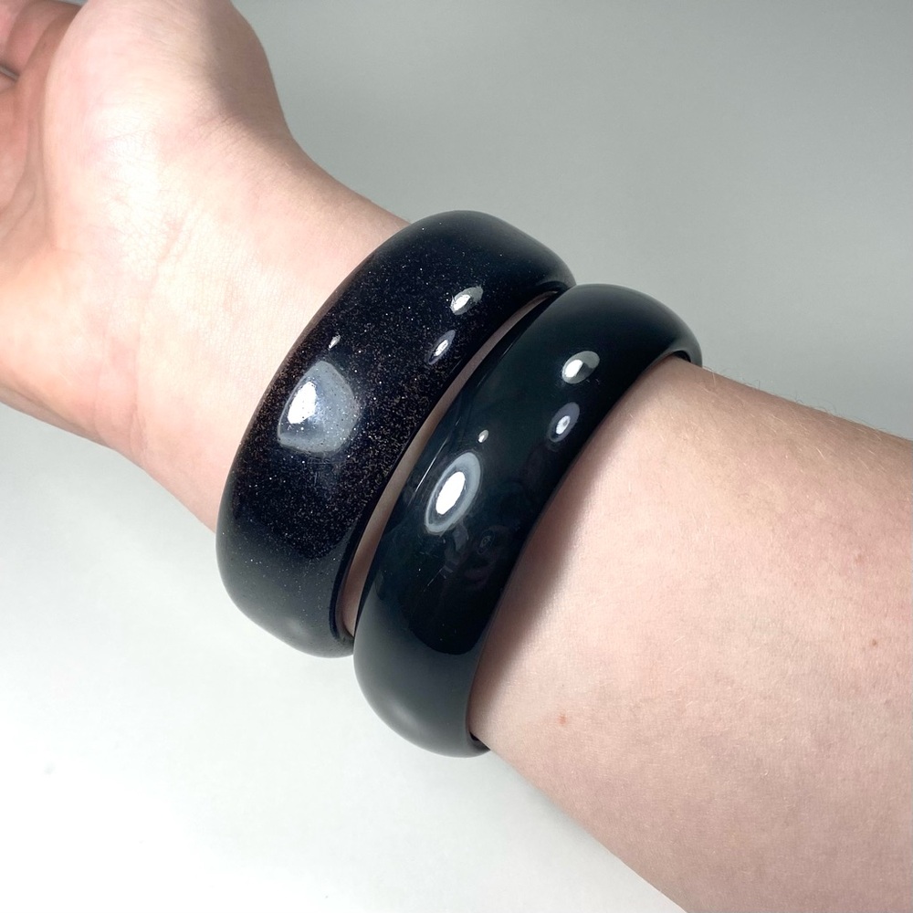 2 Acrylic Bangle Bracelets - Translucent Black + … - image 8